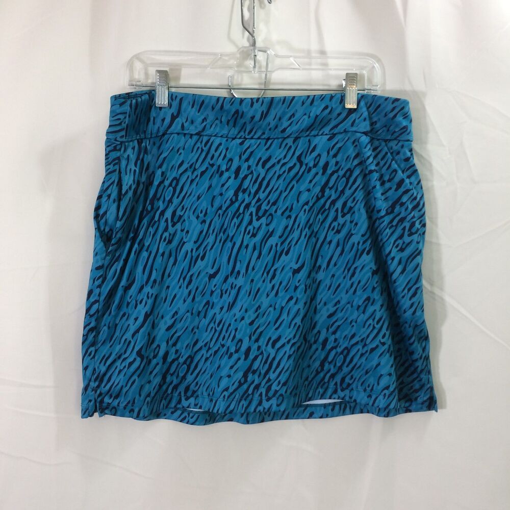 Greg Norman Golf Tennis Skort Blue Abstract Print Built-in Shorts Size Large